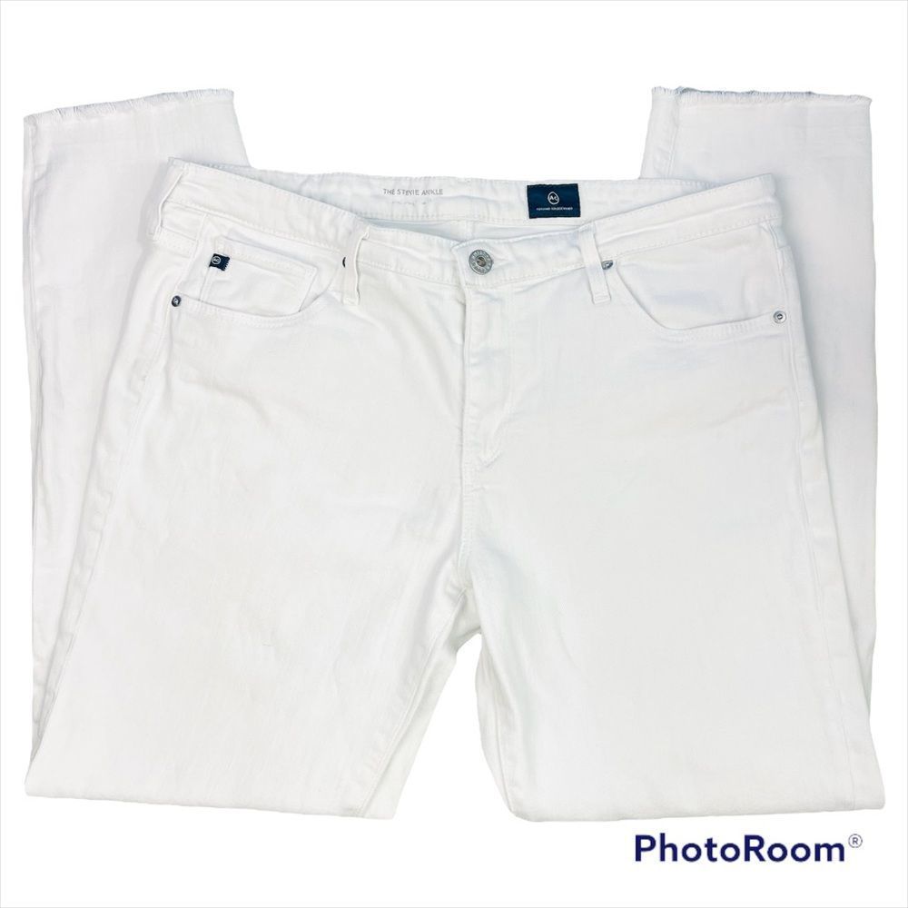 AG Adriano Goldschmied The Stevie White High Rise Straight Ankle Jeans Sz 32R